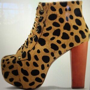 JEFFREY CAMPBELL "LITA" LEATHER CHEETAH HAIR CALF HAVANA SZ. 8M NWB!! NEVER WORN